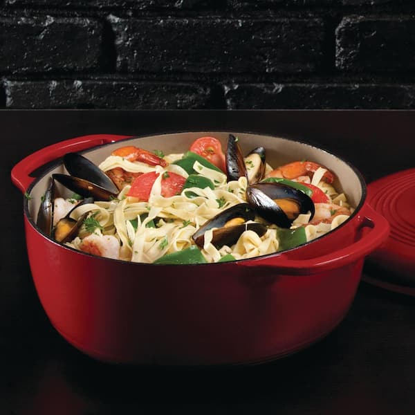 Lodge U6id400 6 qt. Enameled Cast Iron Dutch Oven - Cherry on Top