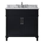 Aberdeen 36 in. W x 22 in. D Vanity in Black with Carrara Marble Top with White Sink