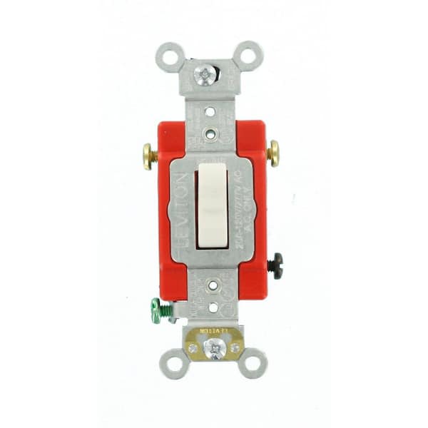 Leviton 20 Amp Industrial Grade Heavy Duty 3-Way Lighted Handle Toggle Switch, White 1223-LHW