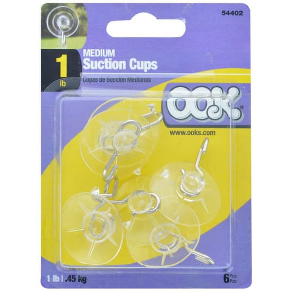 OOK Suction Cups with Hooks, Medium Clear - 4 pieces