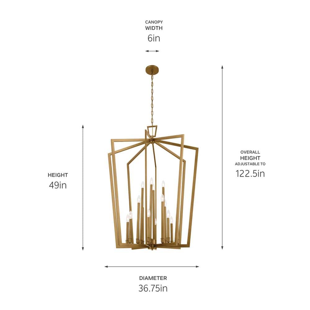 Abbotswell Natural Brass 16-Light Geometric Foyer Pendant