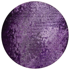 Chantille ACN565 Purple 8 ft. x 8 ft. Round Machine Washable Indoor/Outdoor Geometric Area Rug