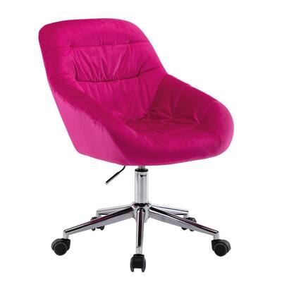 Reclining Red Velvet Upholstered Swivel Office Chair Task Chair with Adjustable Height
