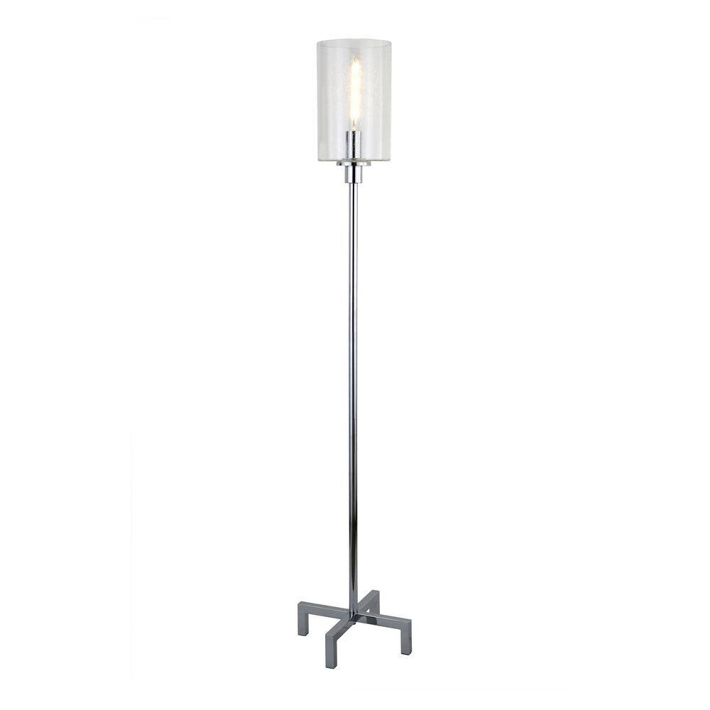 66" Silver Nickel and Glass Torchiere Floor Lamp