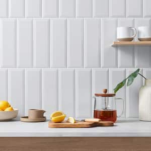 Danvers Ice White 3.93 in. x 11.81 in. Polished Beveled Ceramic Subway Wall Tile (12.91 sq. ft./Case)