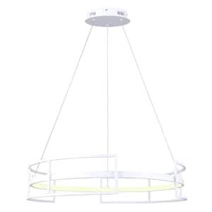 AMORA 1 light Integrated LED Matte White Modern Chandelier for Dining Rooms and Living Rooms