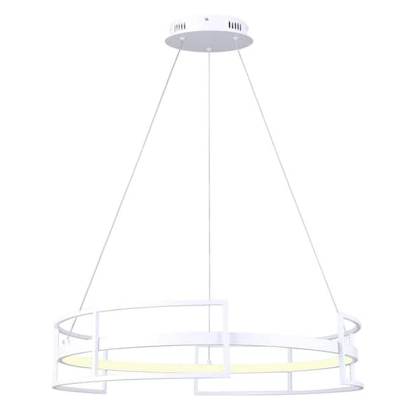 CANARM AMORA 1 light Integrated LED Matte White Modern Chandelier for Dining Rooms and Living Rooms