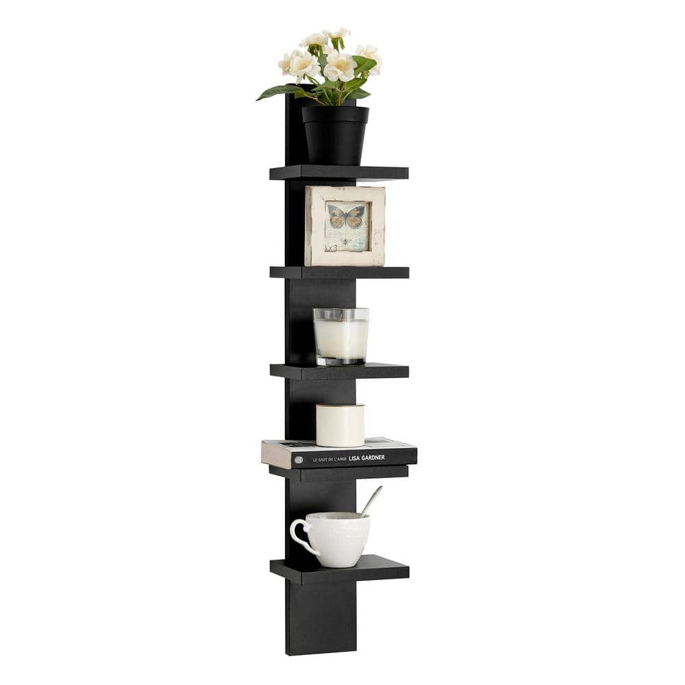 Black 33" 5-Tier Floating Wall Shelf for Living Room