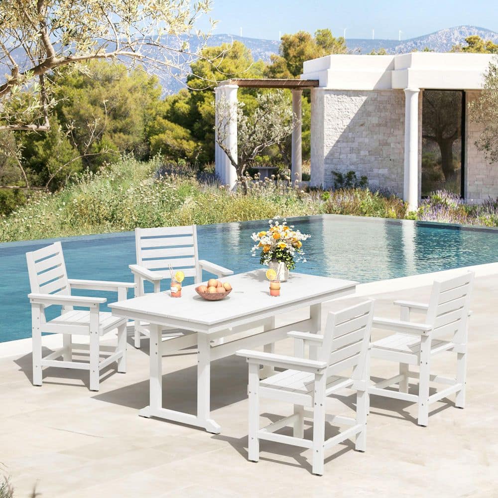 Hotormer White 1-Piece HDPS 66 in Rectangle Outdoor Bistroor