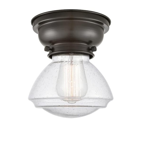 Innovations Olean 6.75 in. 1-Light Oil Rubbed Bronze, Seedy Flush Mount with Seedy Glass Shade
