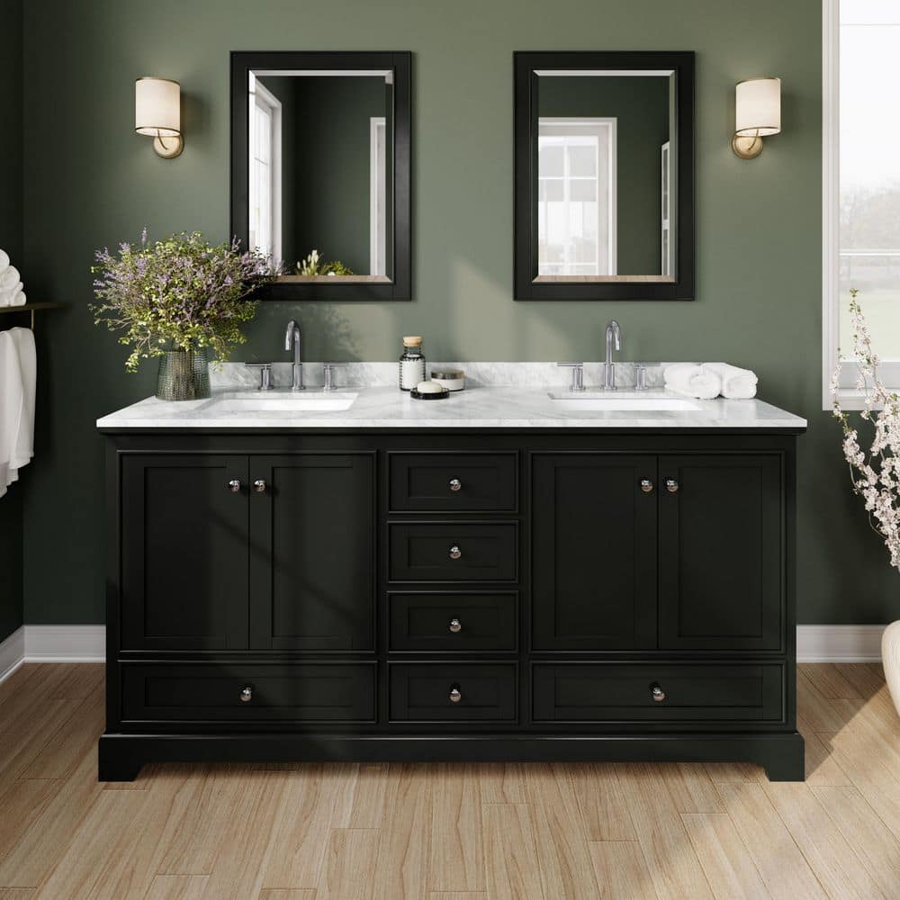 Wyndham Collection Deborah 72 in. Double Bathroom Vanity in Dark