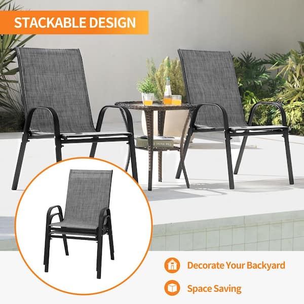 INNUMIA Stackable Gray Outdoor Stackable Dining Chair Set of