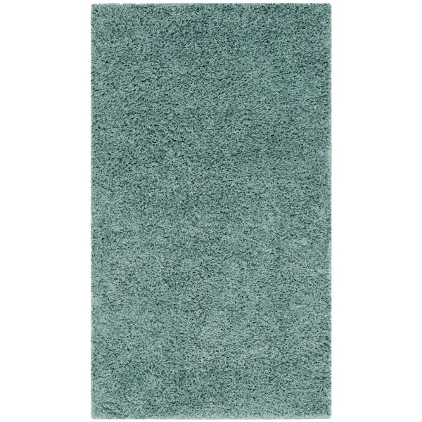 Athens Shag Seafoam Doormat 3 ft. x 5 ft. Solid Area Rug