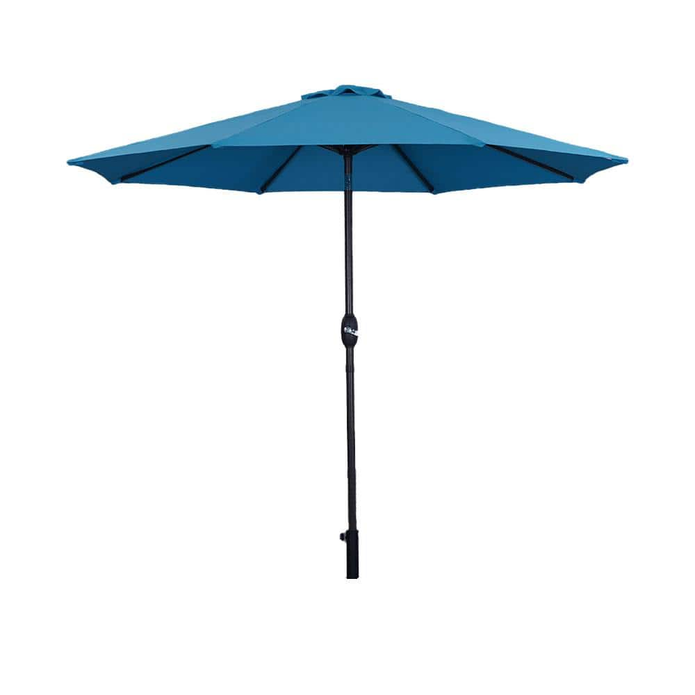 9 Ft. Aluminum Market Outdoor Patio Umbrella In Teal With Crank Lift Zq 