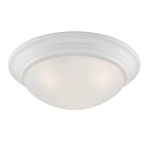 Designers Fountain 16.75 in. Tap 3-Light Matte White Ceiling Light Flush Mount with Etched Glass Shade