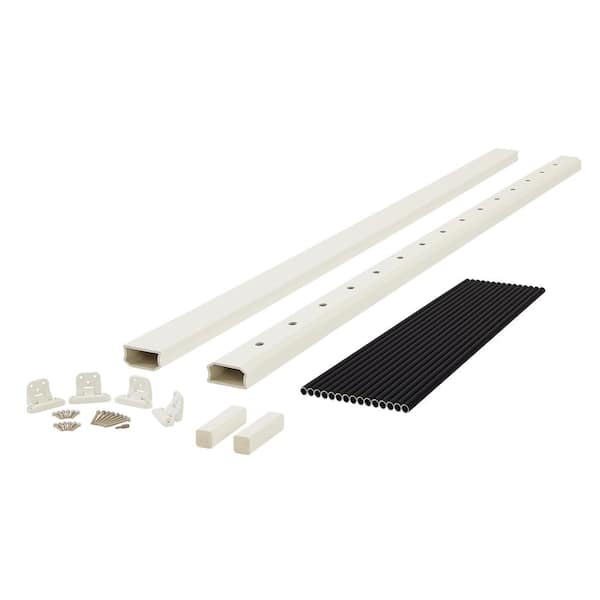 Fiberon BRIO 42 in. x 96 in. (Actual: 42 in. x 94 in.) White PVC Composite Stair Railing Kit w/Round Aluminum Black Balusters