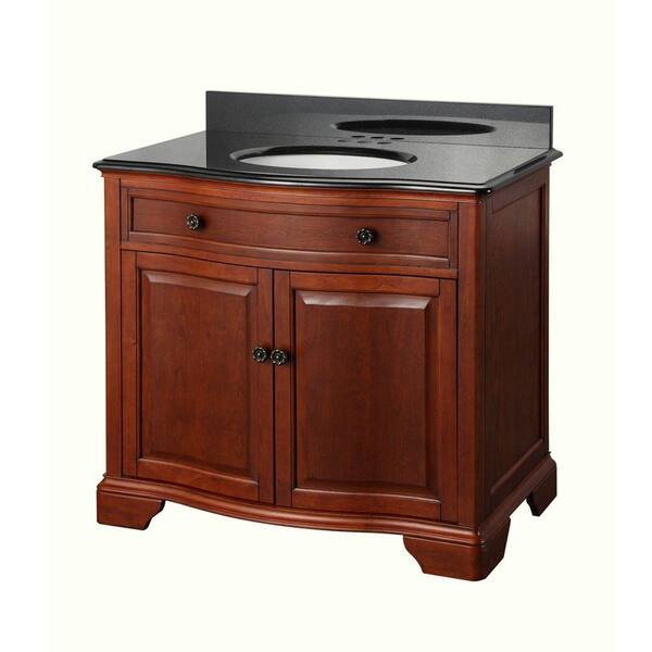 Pegasus Manchester 37 in. Vanity in Mahogany with Granite Vanity Top in Black