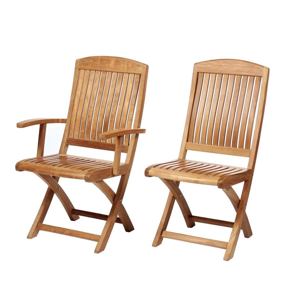 Colorado Teak Armless Folding Chair with Curved Backrest