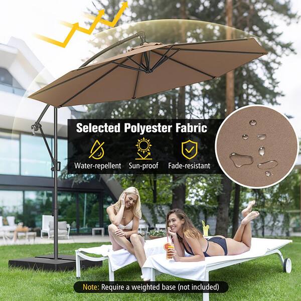 best fade proof patio umbrella Boyel Living 10 ft. Outdoor Cantilever Patio Umbrella Fade Resistant and UV Resistant with Infinite Tilt-Coffee