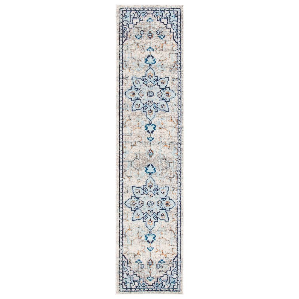 Madison Ivory/Light Blue 2 ft. x 10 ft. Distressed Border Runner Rug price history on PriceWatchPro