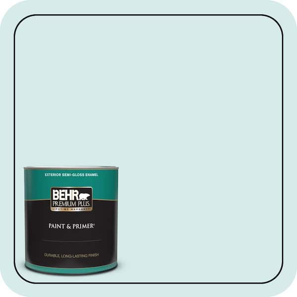 BEHR PREMIUM PLUS 1 qt. Home Decorators Collection #HDC-MD-23 Ice Mist Semi-Gloss Enamel Exterior Paint & Primer