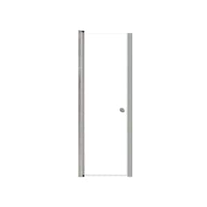 Lyna 26 in. W x 70 in. H Pivot Frameless Shower Door in Brushed Stainless with Clear Glass