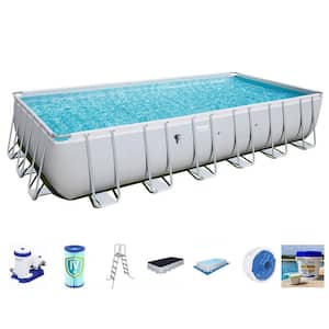 24 ft. x 12 ft. x 52 in. Rectangle Power Steel Frame Above Ground Swimming Pool Set