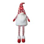 28 in. H Fabric Christmas Gnome Shelf Sitter with Dangling Legs