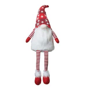 28 in. H Fabric Christmas Gnome Shelf Sitter with Dangling Legs