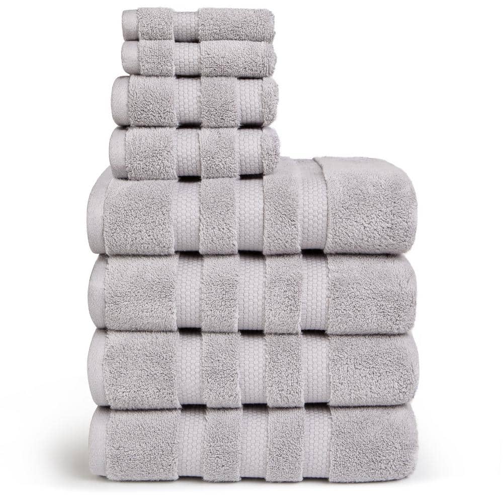 Gray Oversized Cotton Hand and Washcloth Towel Set