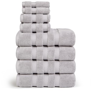 Infinity 8-Piece Silver Solid Cotton Bath Towel Set