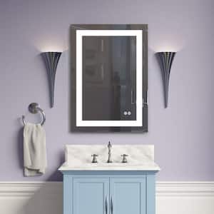 20 in. W x 28 in. H Rectangular Frameless Wall Mount Bathroom Vanity Mirror with LED Light and Anti-Fog