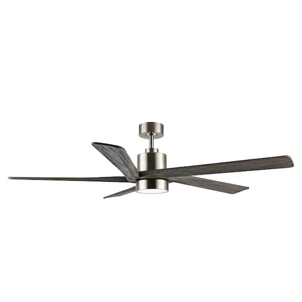 MLiAN 54 in. DC Indoor Ceiling Fan with Integrated LED Lights and Remote Control, 5 Reversible Carved Wood Blades, Nickel