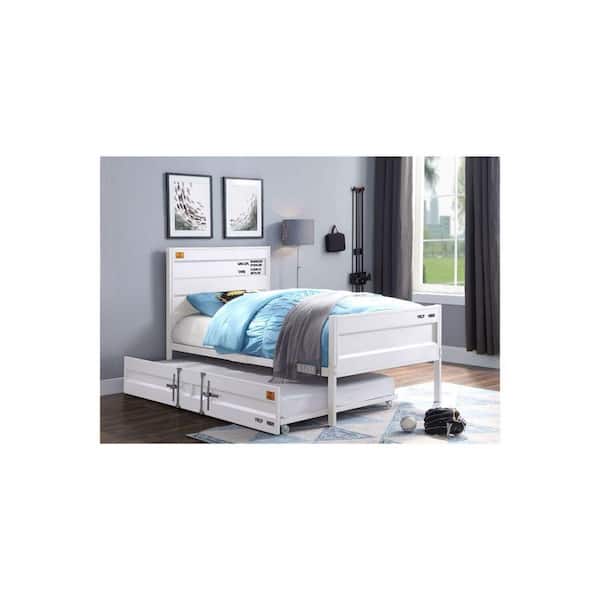 81 in. White Wood Frame Twin Panel Bed with Drawers Perfect for Modern Wood Panel Bed Frame