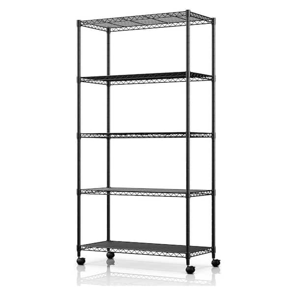 Heavy Duty 5-Shelf Storage Shelving Unit, 1250lbs Loading Capacity, Black