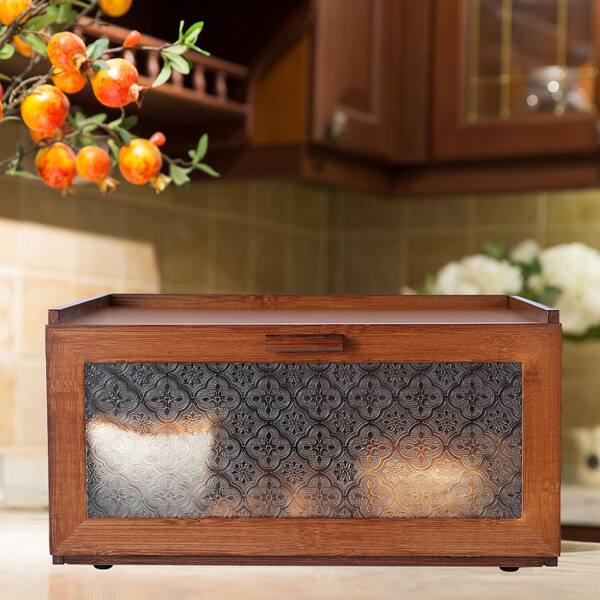 Wudkey 1 Piece Vintage Bread Box for Kitchen Countertop, Retro