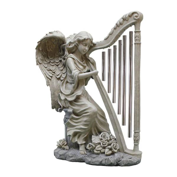 Design Toscano 6.5 in. W x 9 in. D x 14 in. H Small Music From Heaven Garden Statue-DISCONTINUED