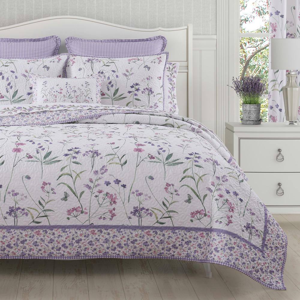 Lavender and Lilac Floral Twin Quilt Set