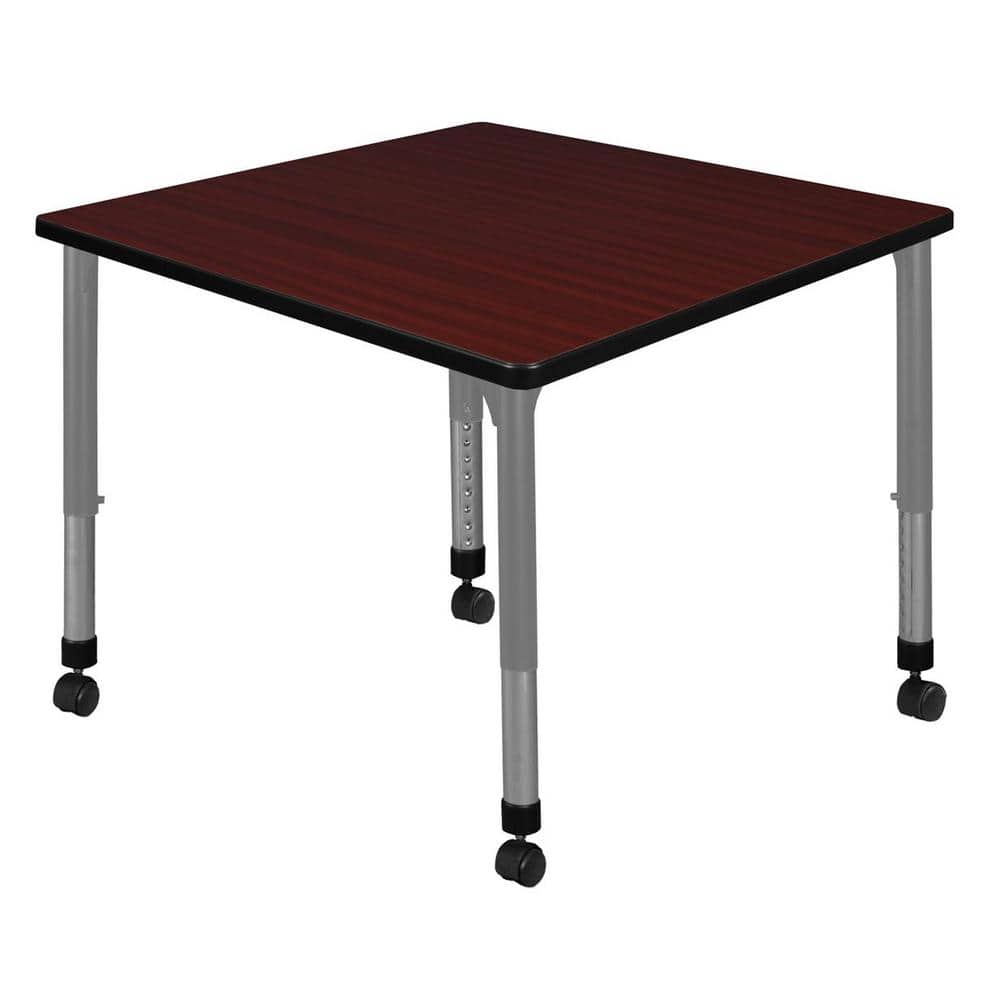 Kee 36 in. Rectangular Mahogany Composite Mobile Classroom Activity Desk with Adjustable Height