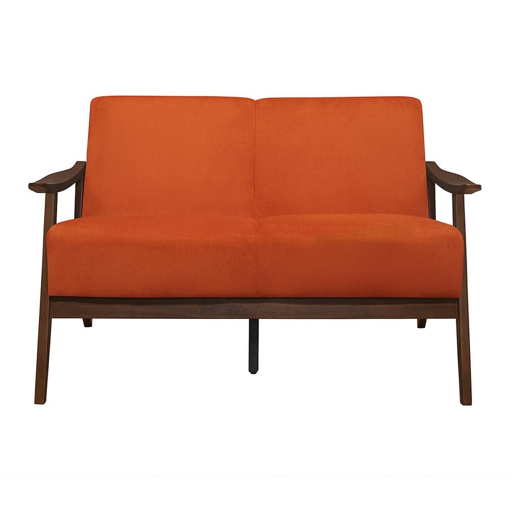 Lonita 51 in.W Orange Velvet Loveseat