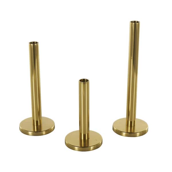 Litton Lane Gold Stainless Steel Metal Slim Minimalistic Candle Holder with Round Base (Set of 3)