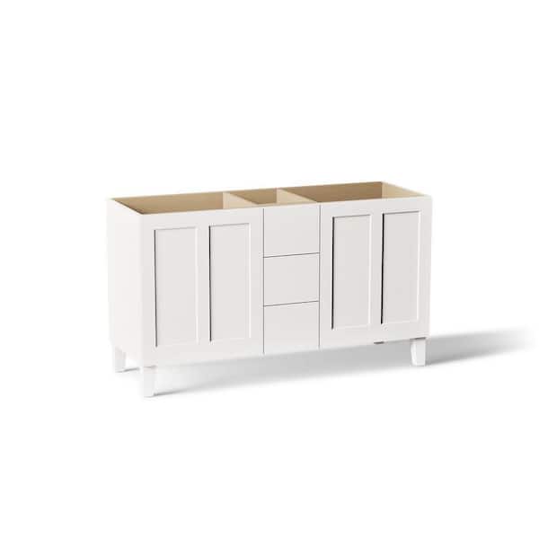 Poplin 60 in. W x 22 in. D x 35 in. H Bathroom Vanity Cabinet without Top in Linen White