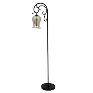 Textured 64 in. Bronze Floor Lamp with Glass Shade