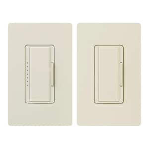 Maestro LED+ Dimmer Switch Kit with Companion Switch, 150W LED/3-Way or Multi-Location, Light Almond (MACL-153M-RHW-LA)