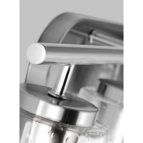 Generation Lighting - Oslo 27.5 in. 4-Light Brushed Nickel Contemporary Transitional Dimmable Bath Vanity Light with Clear Seeded Glass Shades