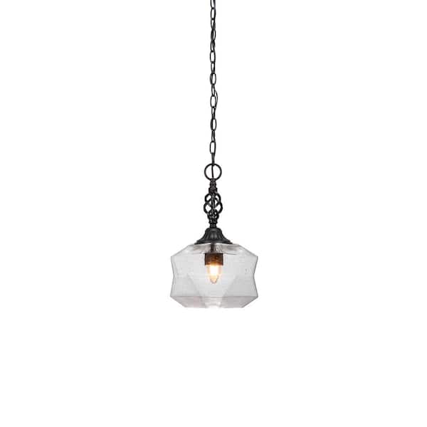 Bridgewater 100-Watt 1-Light Matte Black Shaded Pendant