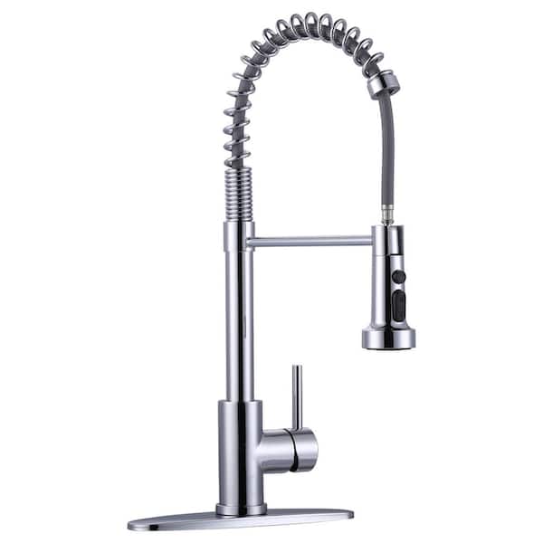 AVITAS Single Handle Pull-Down Sprayer Kitchen Faucet with 3 Spray Mode Stainless Steel in Polished Chrome