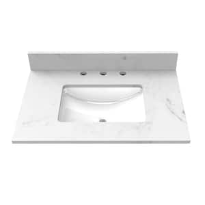 31 in. W x 22 in. D Engineered Stone Composite Vanity Top in Carrara White with White Rectangular Single Sink