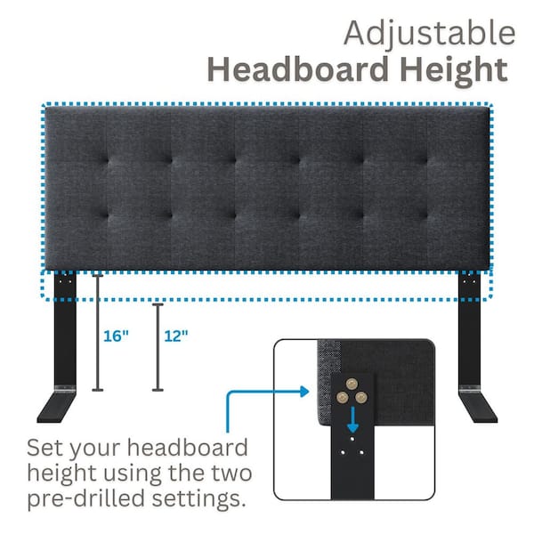 Boyd Sleep Charcoal Black Linen Queen Universal Adjustable