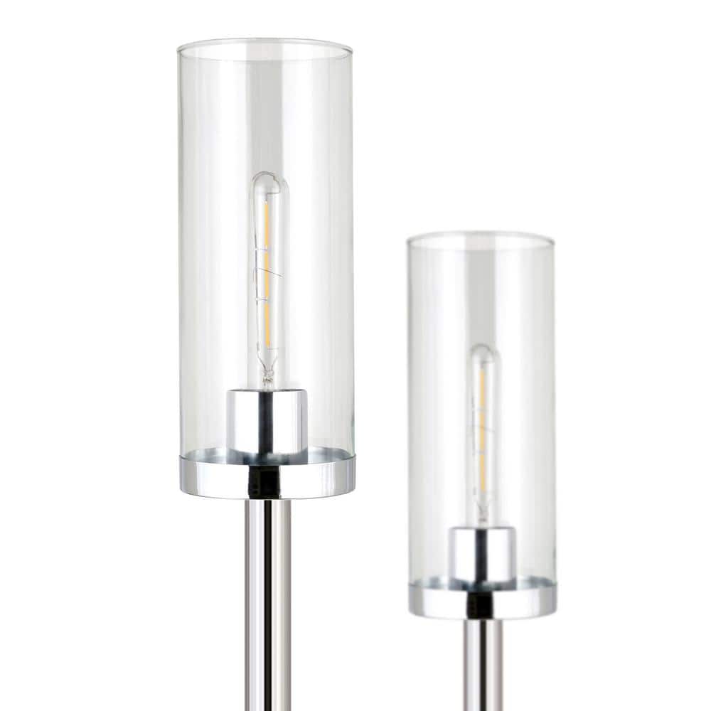 Elegant Bronze Torchiere Floor Lamp with Clear Glass Shades